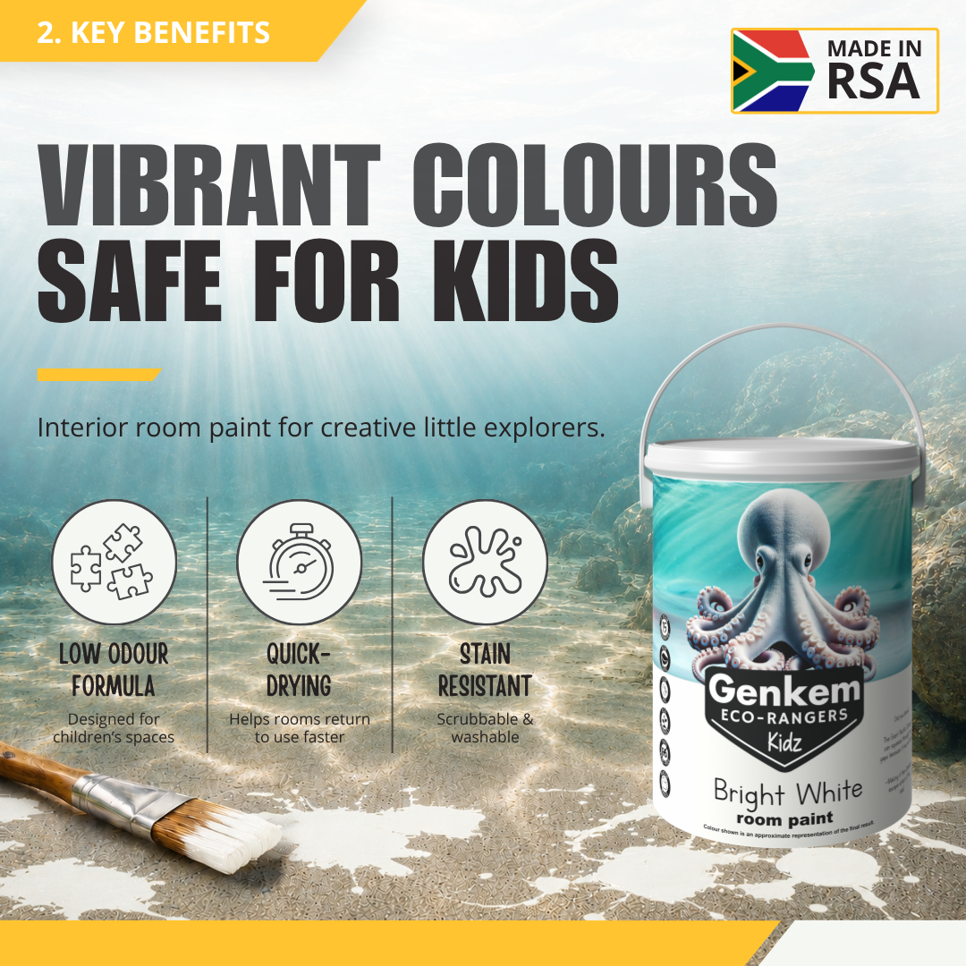 Genkem Kidz Eco-Rangers Room Paint - Bright White - Image 2