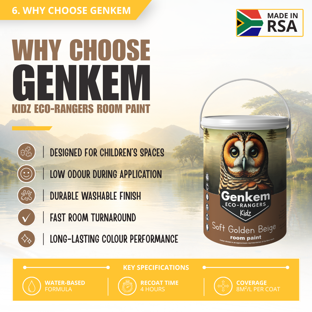 Genkem Kidz Eco-Rangers Room Paint - Soft Golden Beige - Image 6
