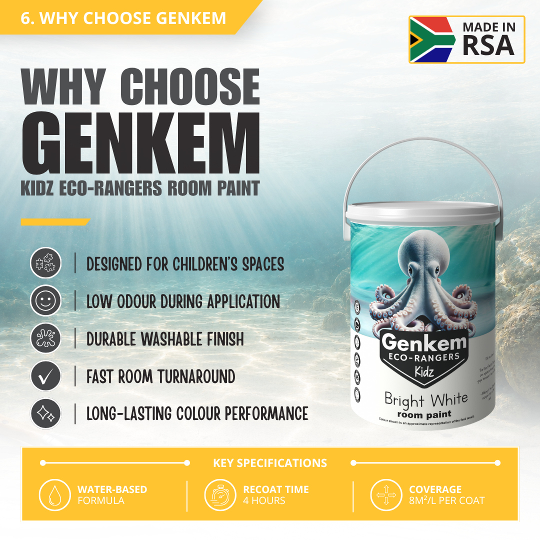 Genkem Kidz Eco-Rangers Room Paint - Bright White - Image 6
