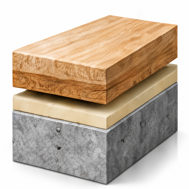 Bonded Timber Sports Flooring system layers